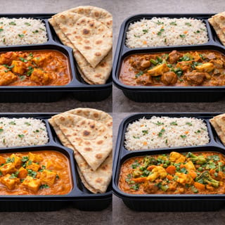 LUNCH BOX - Vegetarian: 1 Appetizer, 1 Entree, Dal, Rice & Naan
